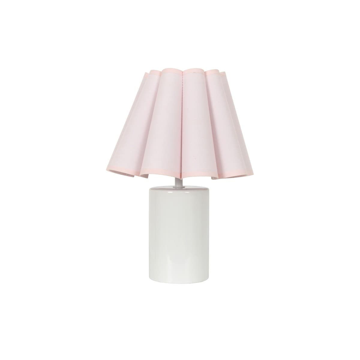 Lottie 1 Light Table Lamp with White Ceramic Base and Pink Fluted Shade-img-1