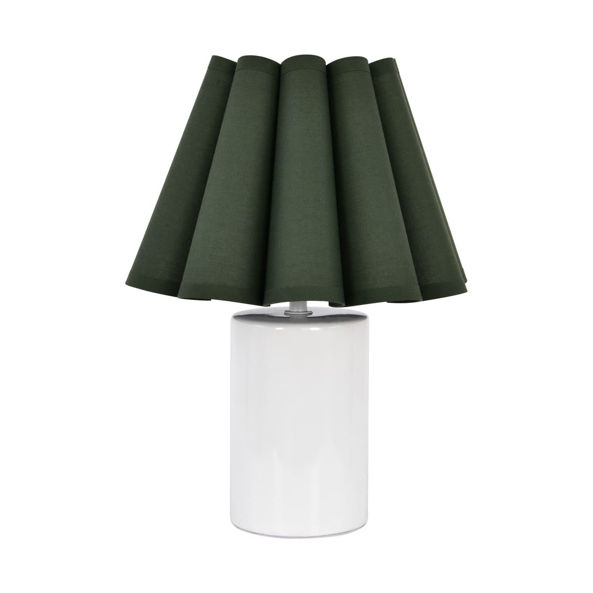 Lottie Table Lamp with White Ceramic Base and Forest Fluted Shade-img-1