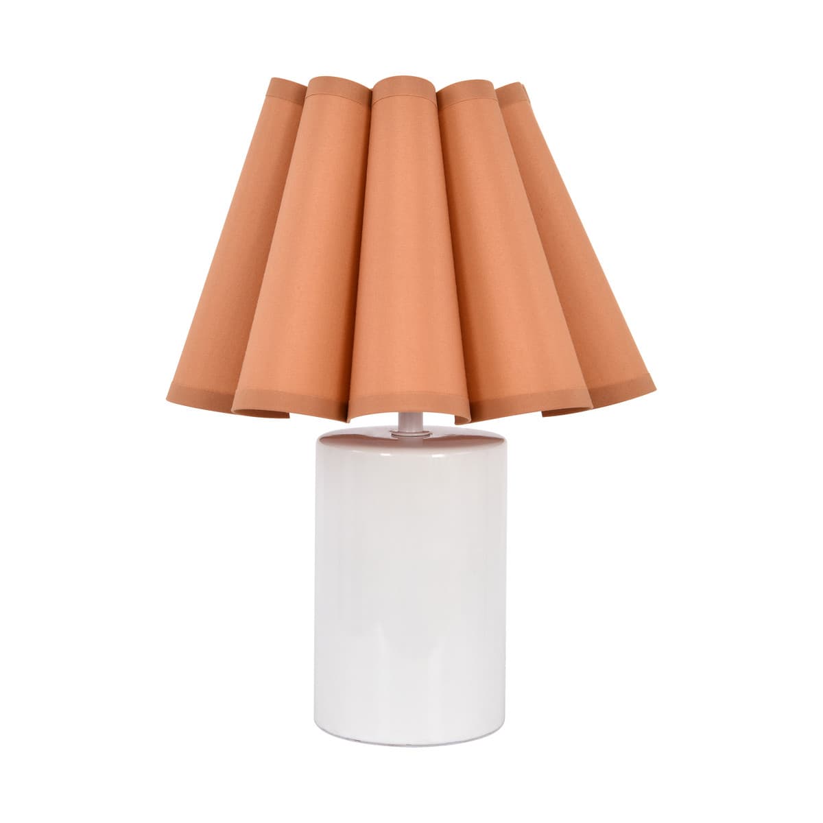Lottie Table Lamp with White Ceramic Base and Terracotta Fluted Shade-img-1