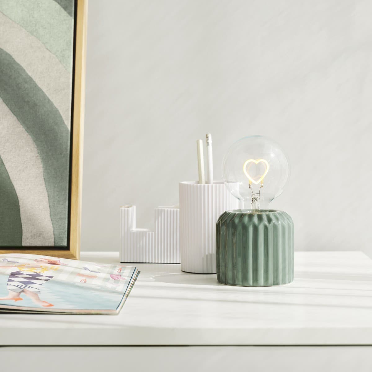 Sadie LED Heart Table Lamp in Sage-img-2