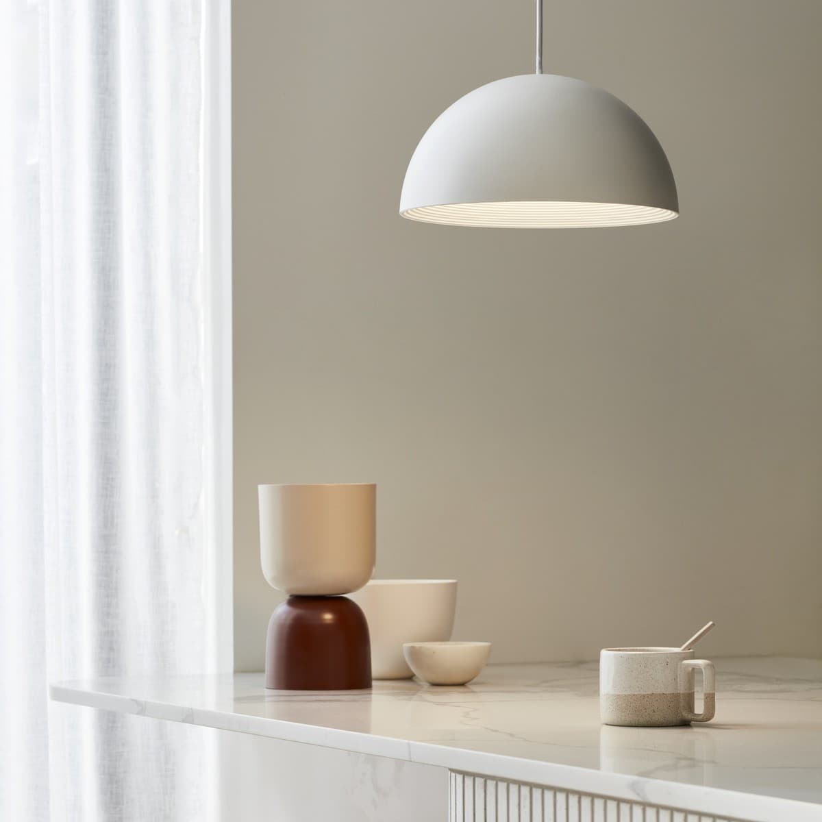 Domo 1 Light Small Pendant In White