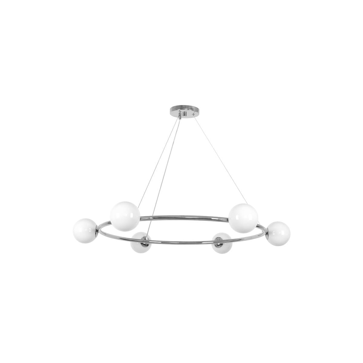 Helix 6 Light Round Pendant in Chrome with Gloss Opal Glass-img-1