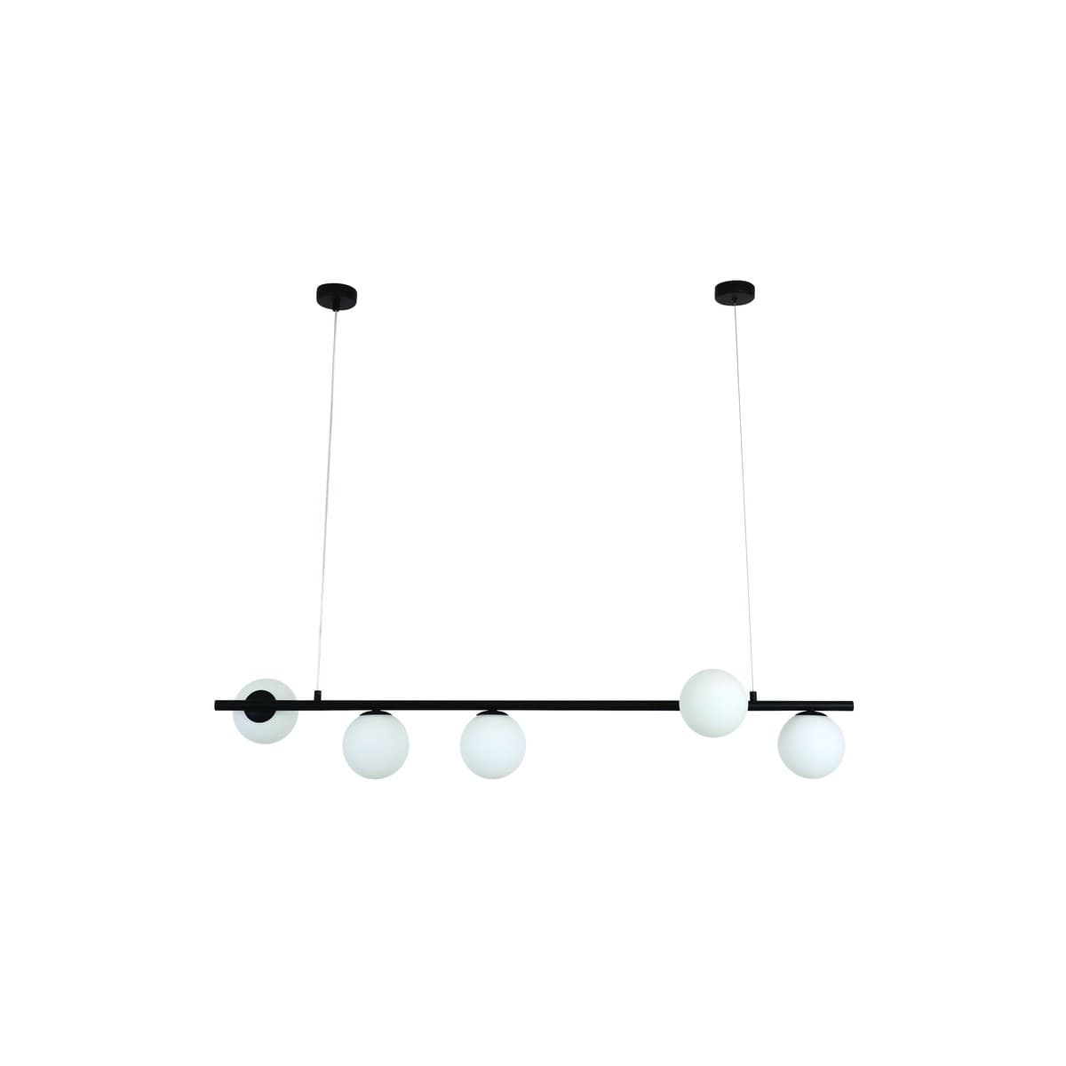 Helix 5 Light Bar Pendant in Black with Frosted Opal Glass