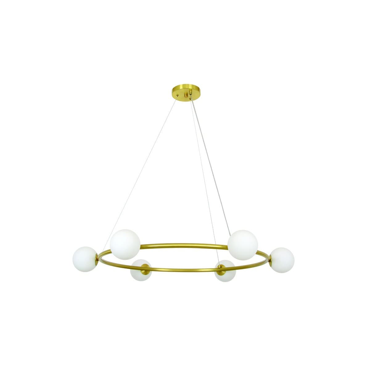 Helix 6 Light Pendant in Brass with Frosted Opal Glass-img-1