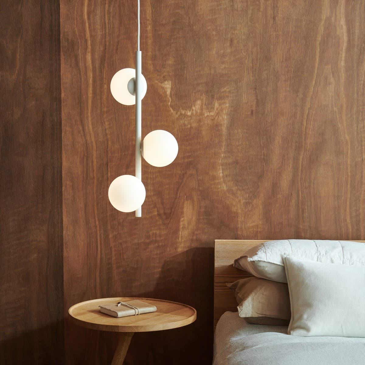 Helix 3 Light Pendant in Textured Chalk with Frosted Opal Glass