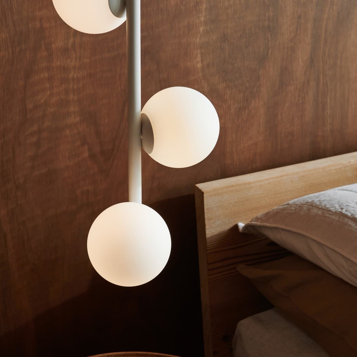 Helix 3 Light Pendant in Textured Chalk with Frosted Opal Glass