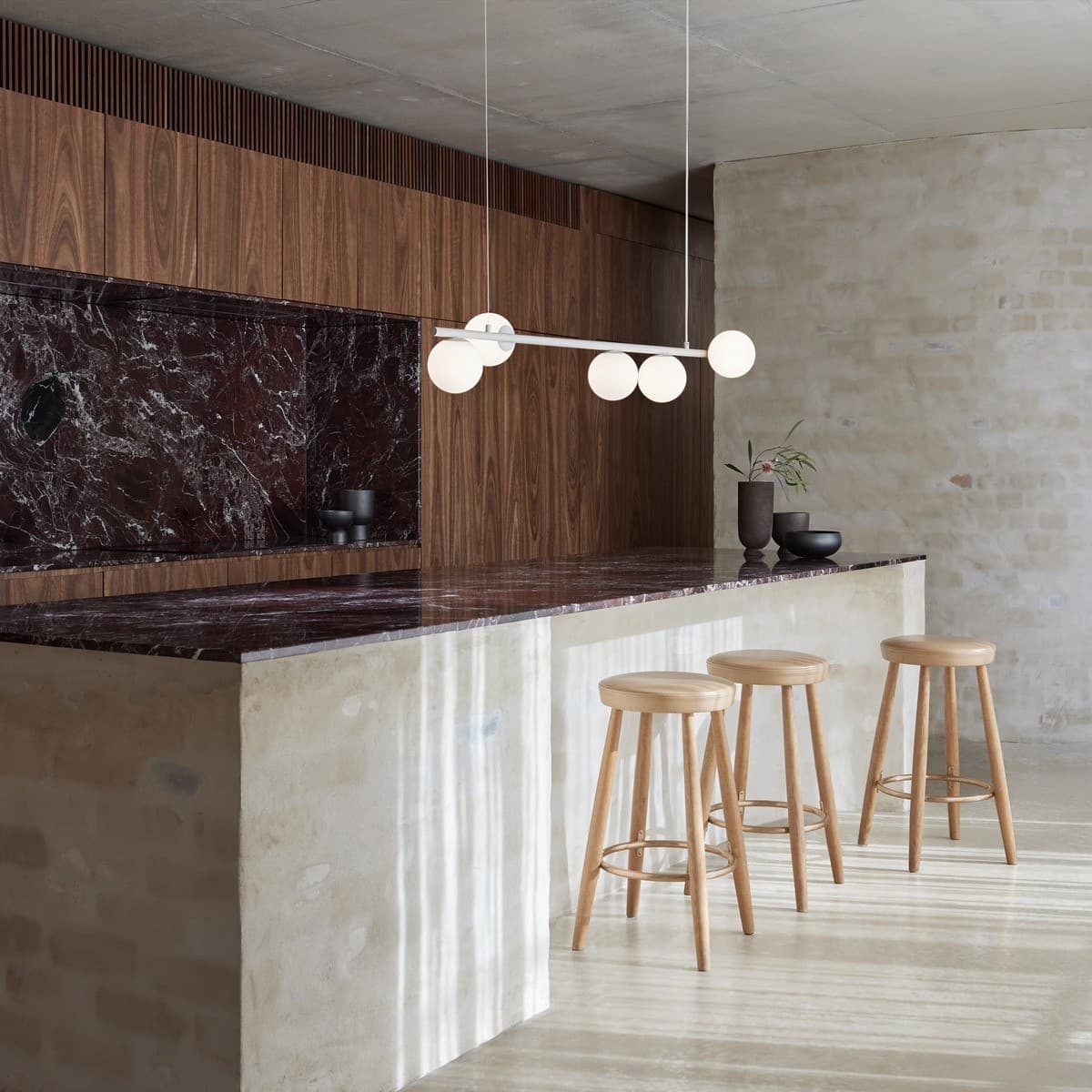 Helix 5 Light Bar Pendant in Textured Chalk with Frosted Opal Glass-img-2