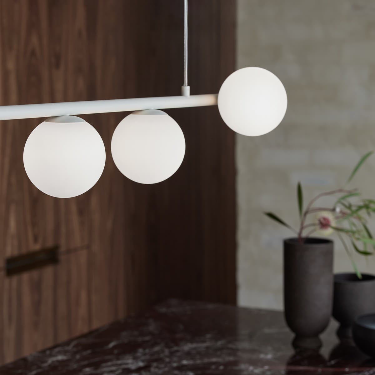Helix 5 Light Bar Pendant in Textured Chalk with Frosted Opal Glass-img-4