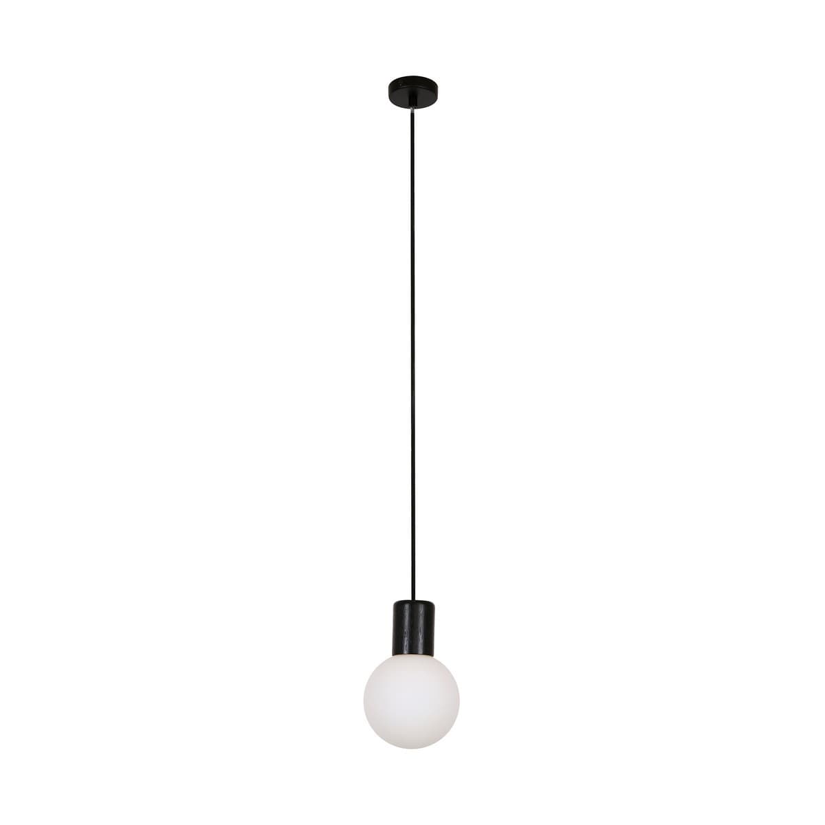 Juno 1 Light Pendant in Black Wood with Frosted Opal Glass-img-1