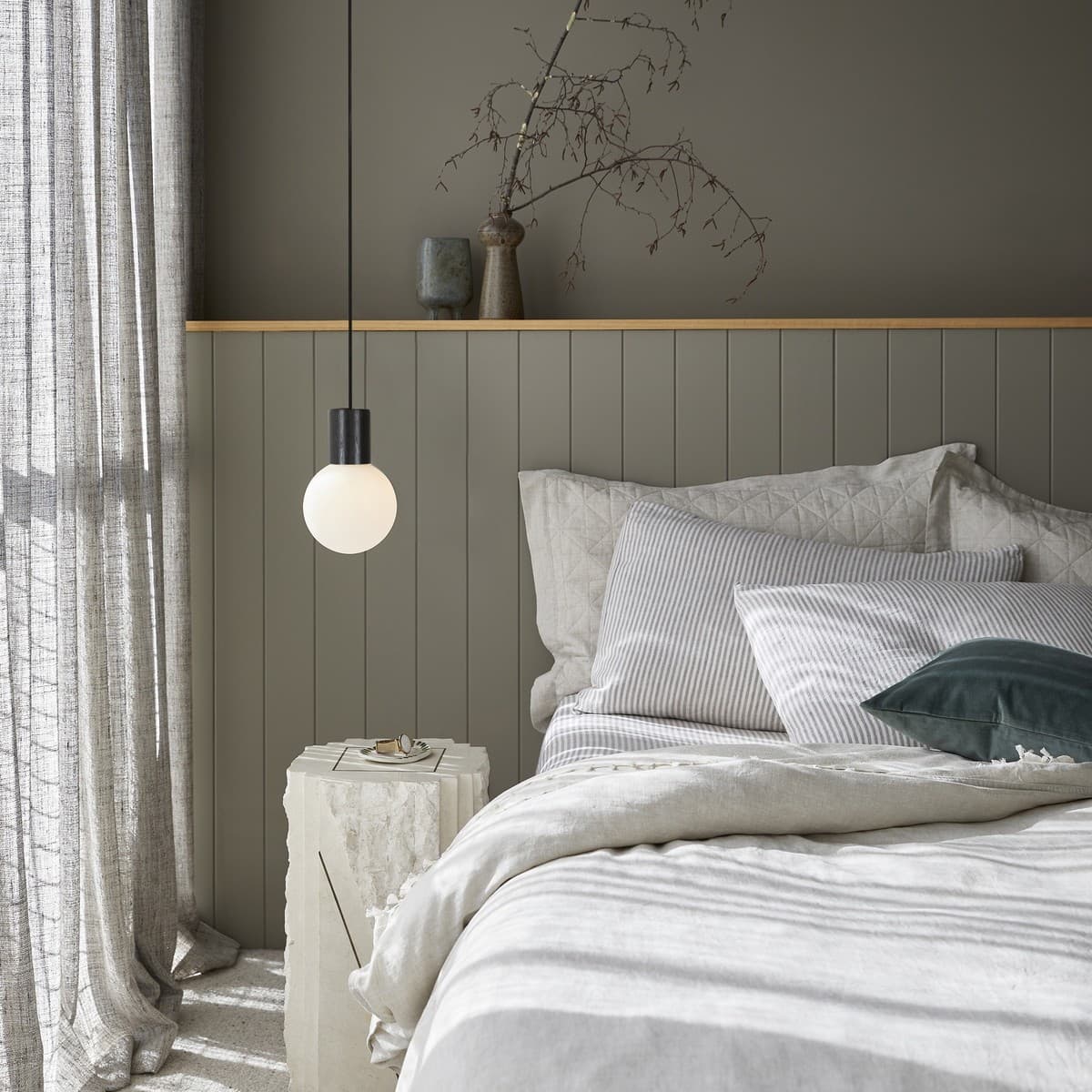 Juno 1 Light Pendant in Black Wood with Frosted Opal Glass-img-2