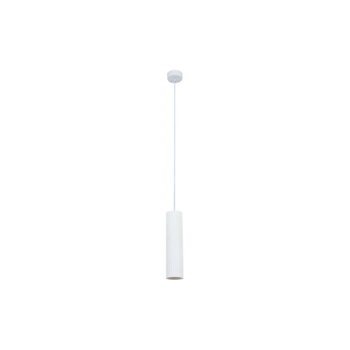 MFL Gypsum 1 Light Small Cylinder Pendant in Ribbed White-img-1