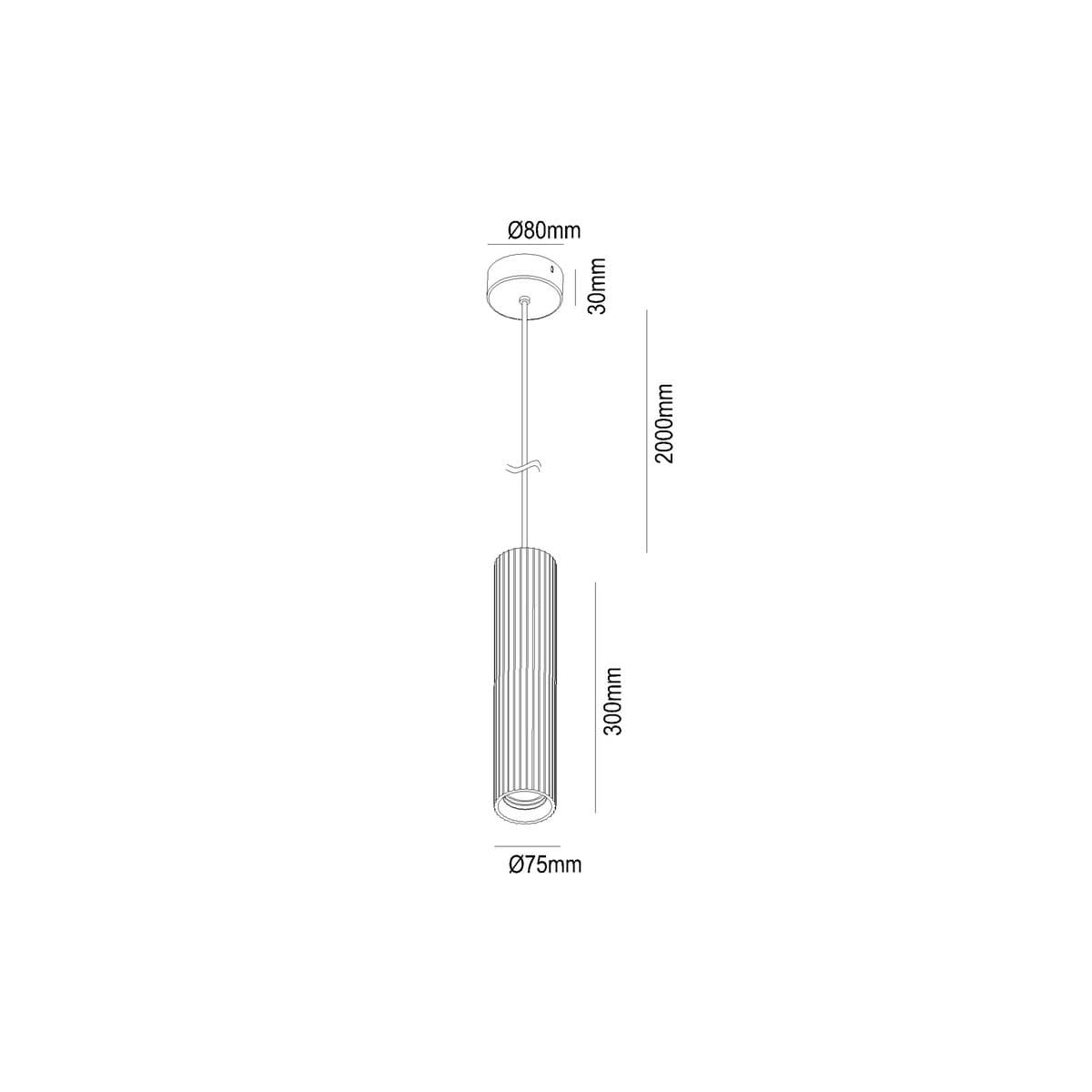 MFL Gypsum 1 Light Small Cylinder Pendant in Ribbed White-img-2