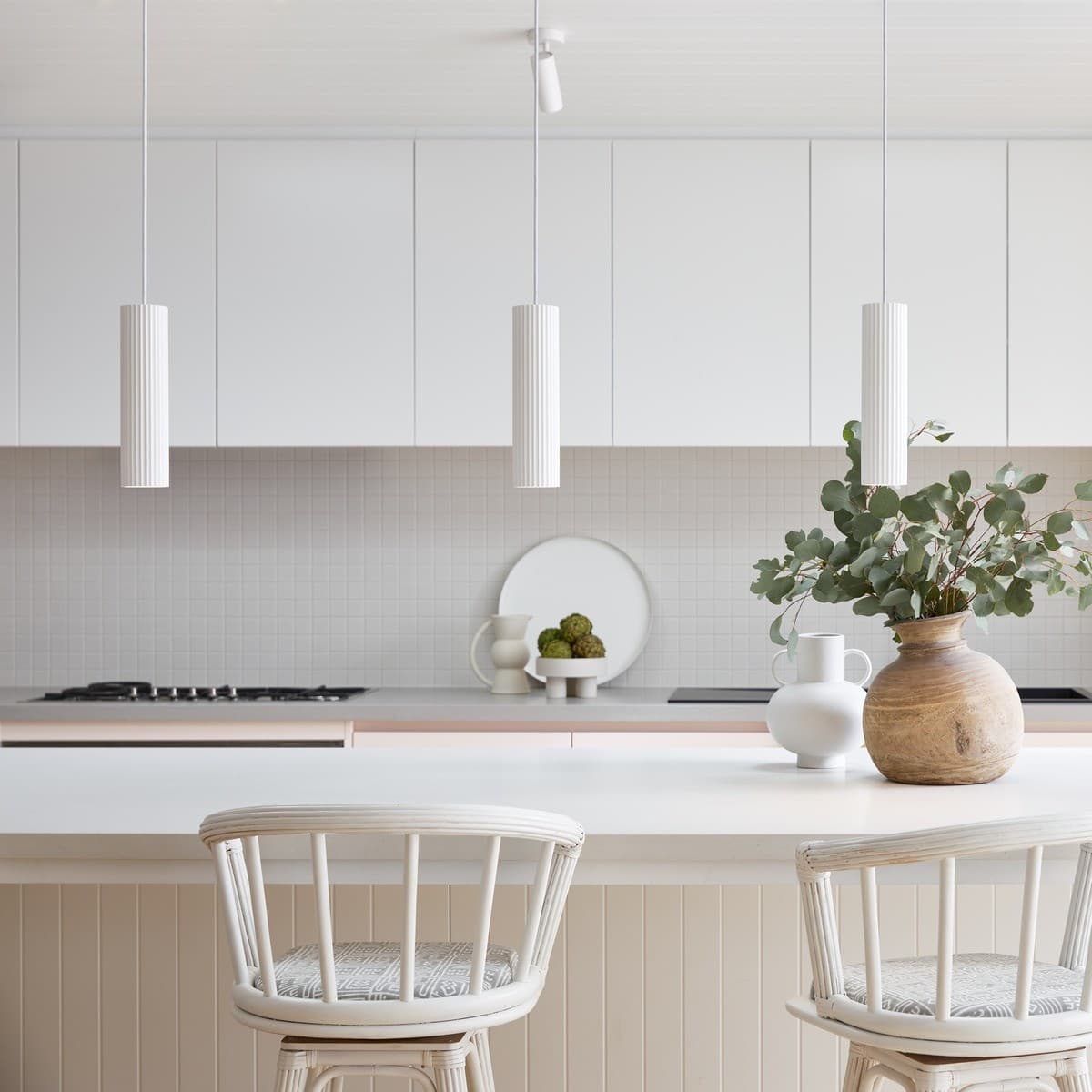 MFL Gypsum 1 Light Small Cylinder Pendant in Ribbed White-img-3
