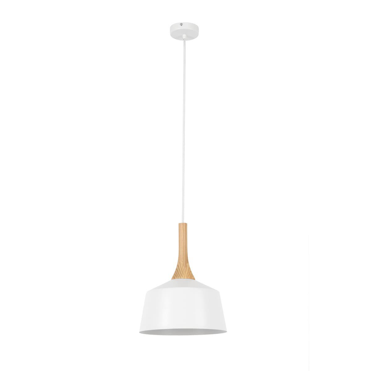 Husk 1 Light 270mm Pendant in Matte White with Ash Wood-img-1