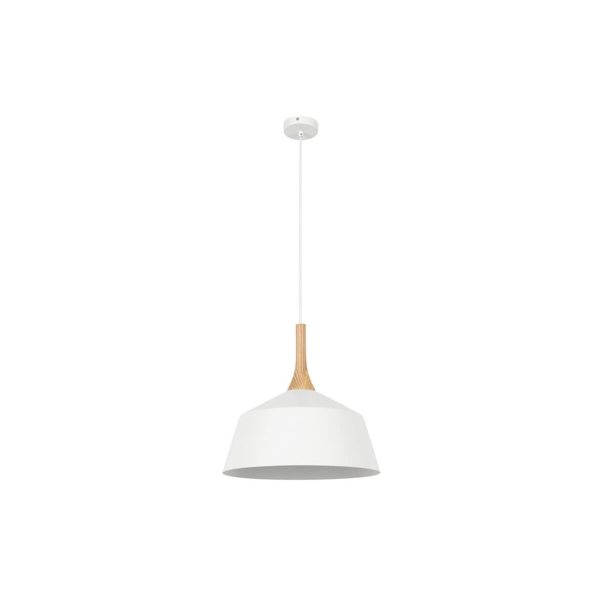 Husk 1 Light 400mm Pendant in Matte White with Ash Wood-img-1