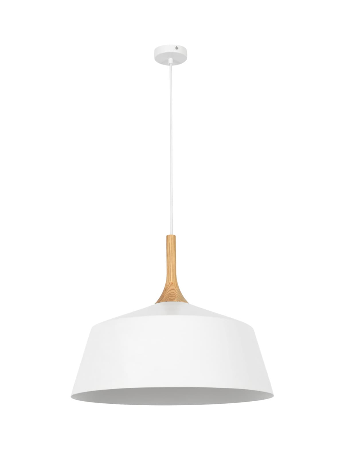Husk 1 Light 540mm Pendant in Matte White with Ash Wood-img-1