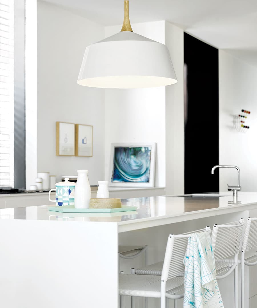 Husk 1 Light 540mm Pendant in Matte White with Ash Wood-img-3