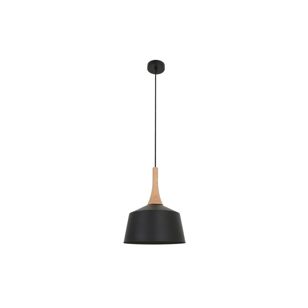 Husk 1 Light 270mm Pendant in Matte Black with Ash Wood-img-1