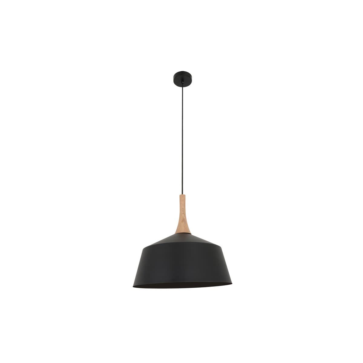 Husk 1 Light 400mm Pendant in Matte Black with Ash Wood-img-1