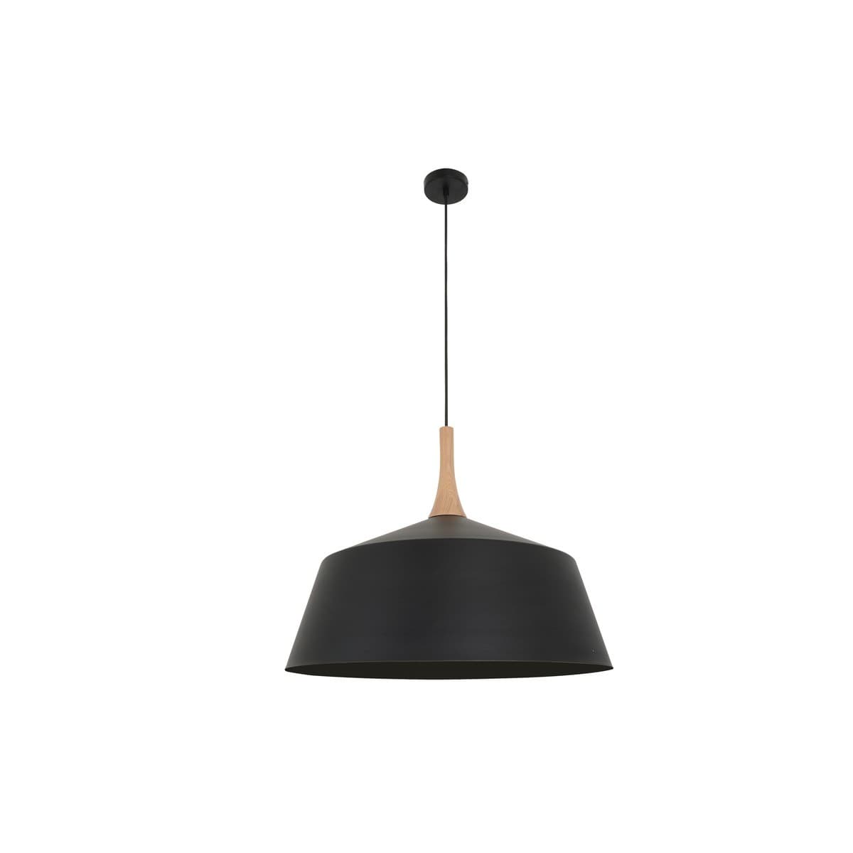 Husk 1 Light 540mm Pendant in Matte Black with Ash Wood-img-1