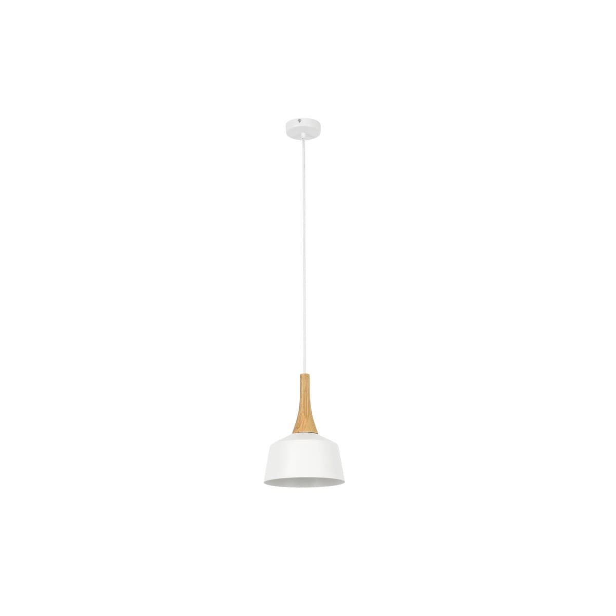 Husk 1 Light 205mm Pendant in Matte White with Ash Wood-img-1
