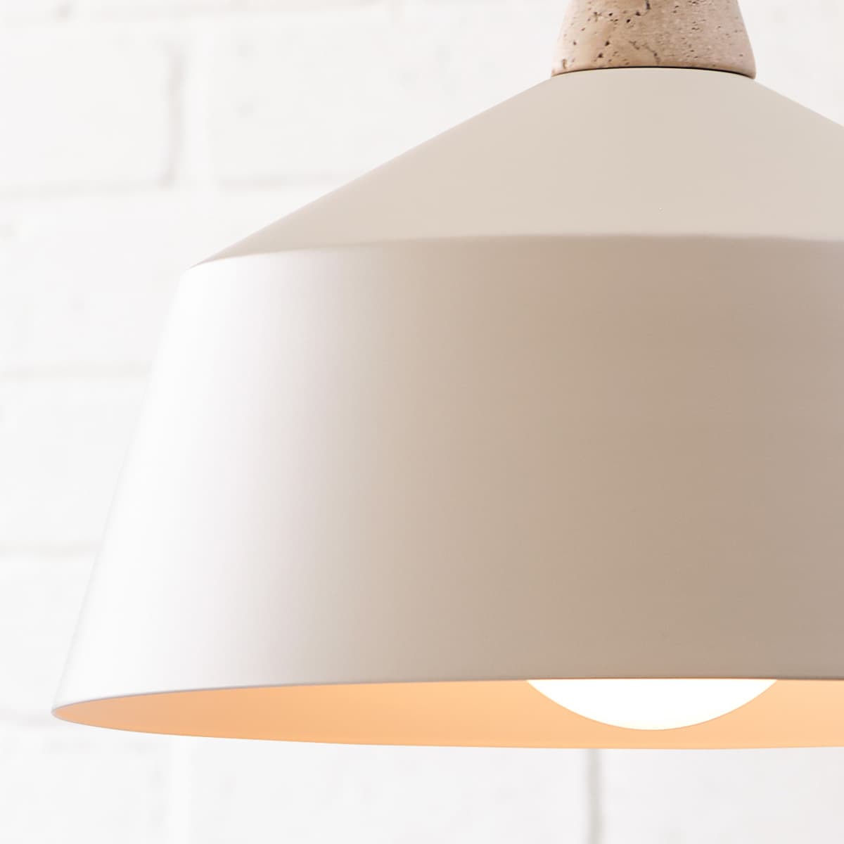 Husk 1 Light Medium Pendant in Travertine with Beige Shade-img-4