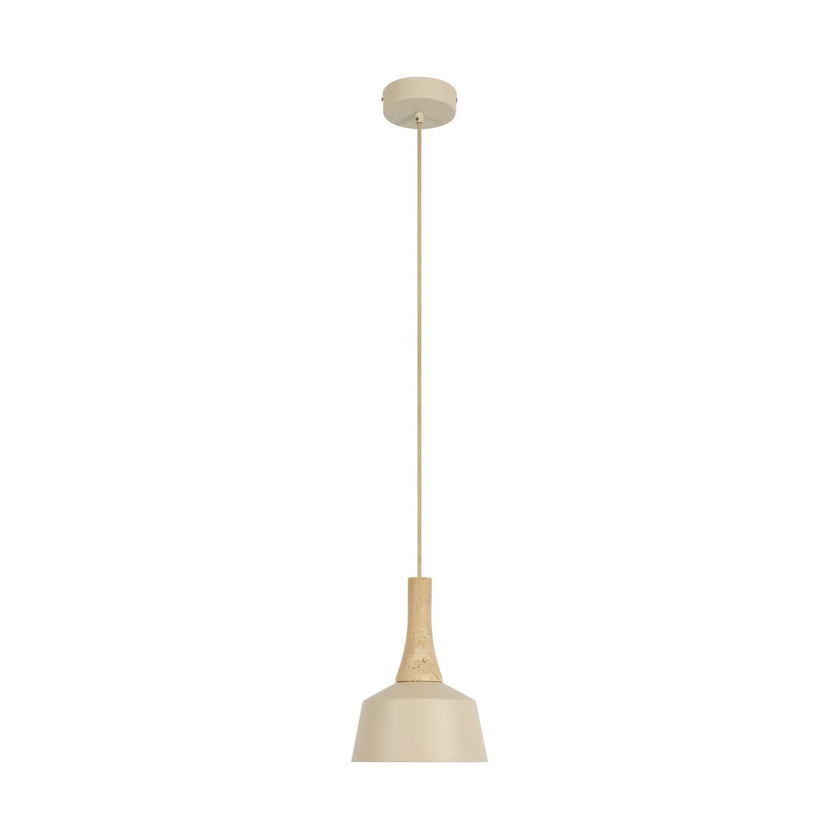 Husk 1 Light 205mm Pendant in Beige with Natural Travertine-img-1
