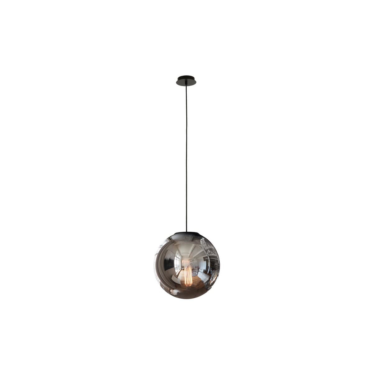 Marcel 1 Light 400mm Pendant in Black with Smoke Glass-img-1