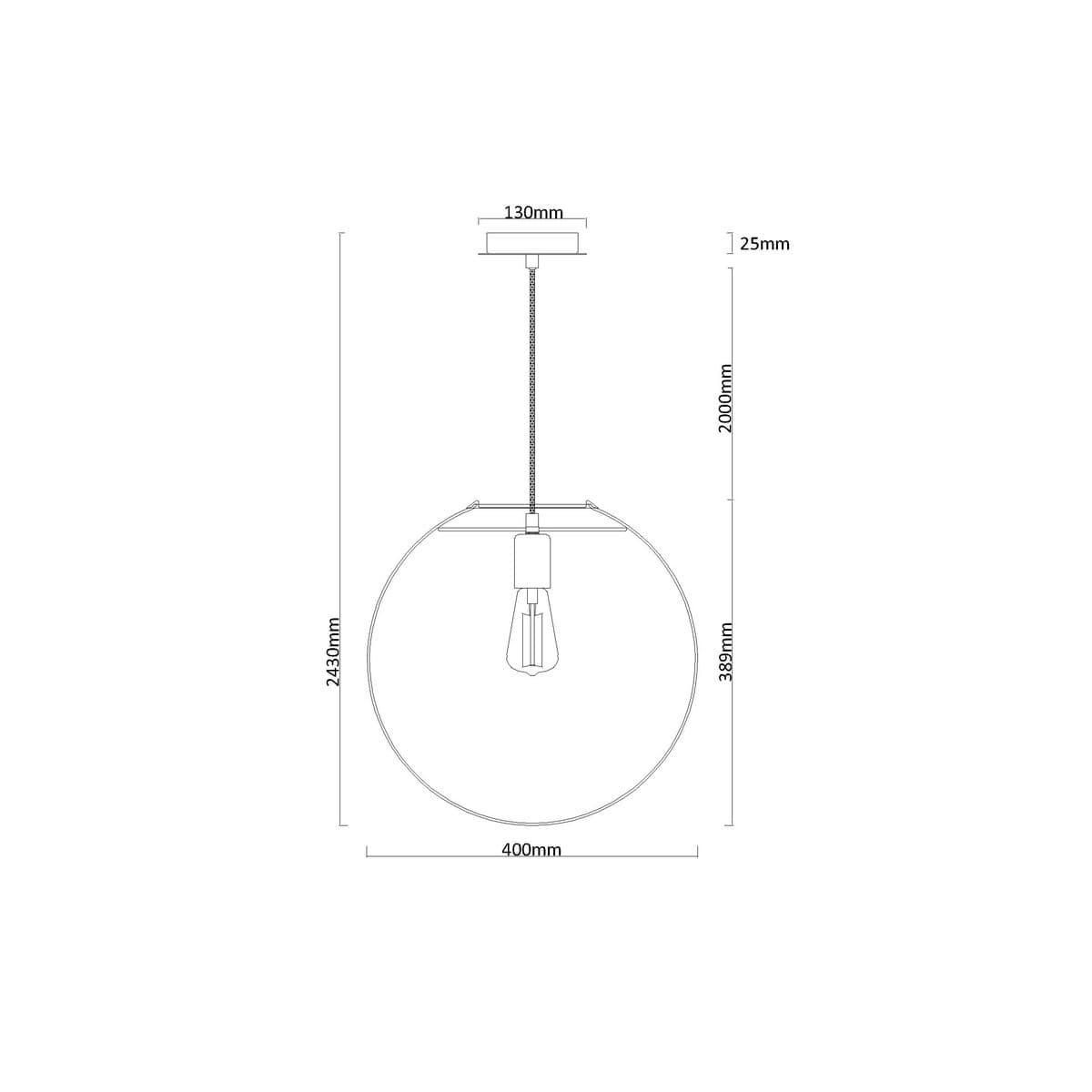 Marcel 1 Light 400mm Pendant in Black with Smoke Glass-img-2
