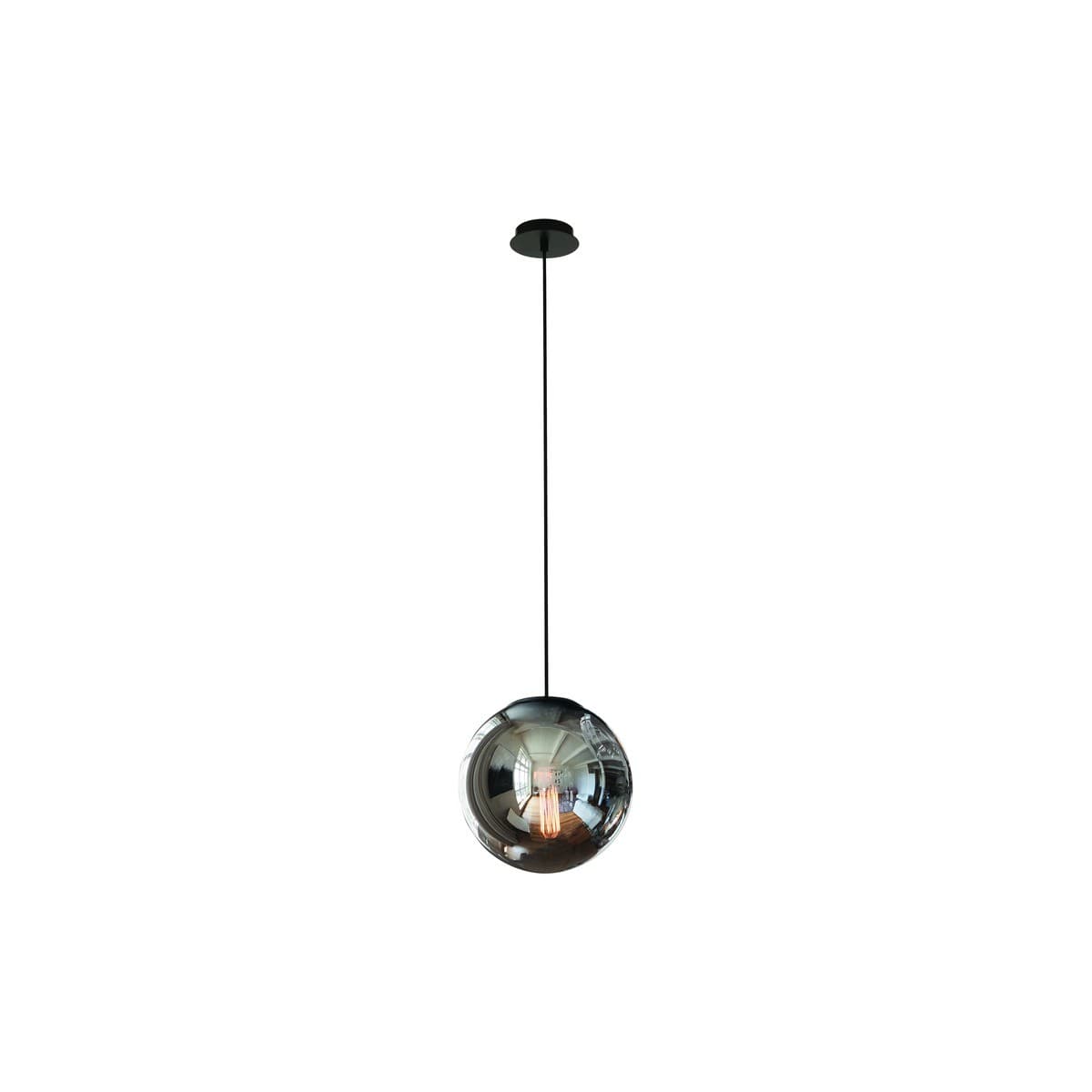 Marcel 1 Light 300mm Pendant in Black with Smoke Glass-img-1