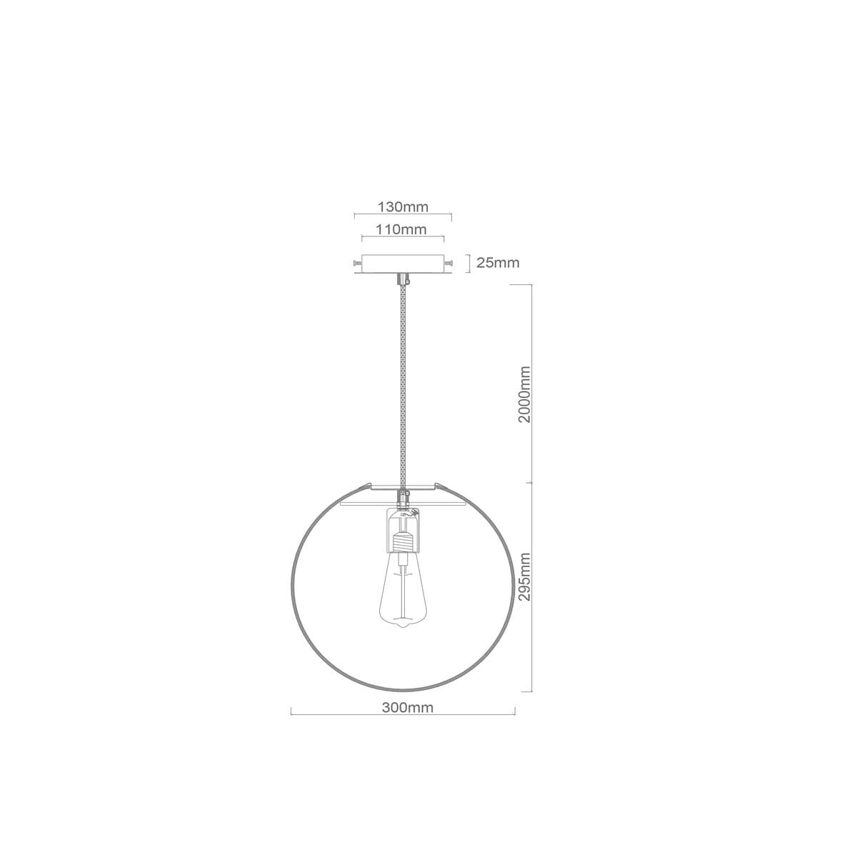Marcel 1 Light 300mm Pendant in Black with Smoke Glass-img-2
