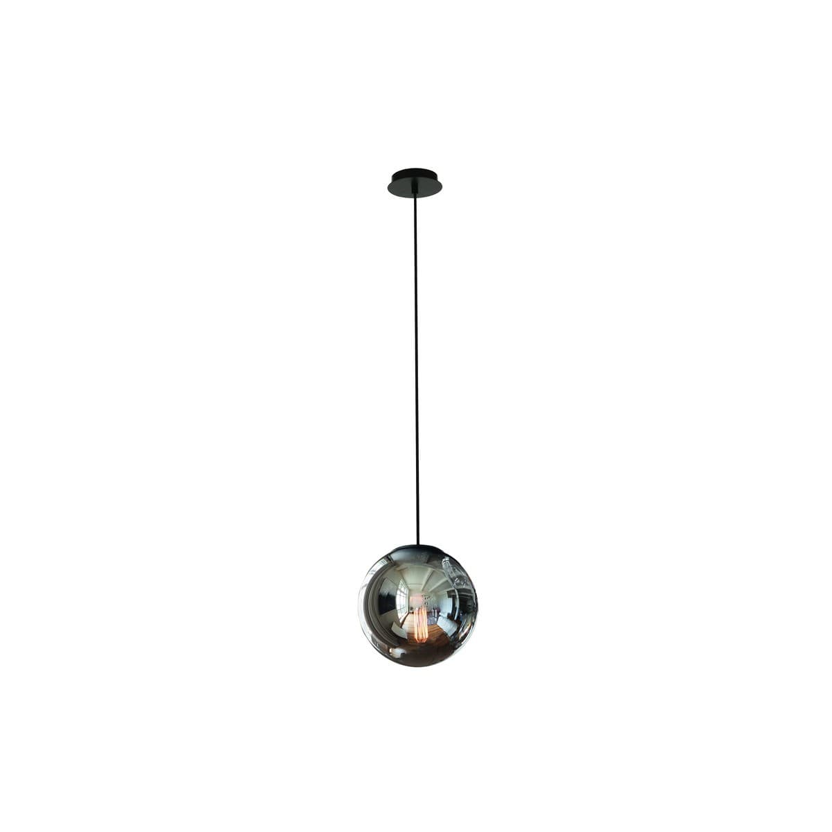 Marcel 1 Light 250mm Pendant in Black with Smoke Glass-img-1