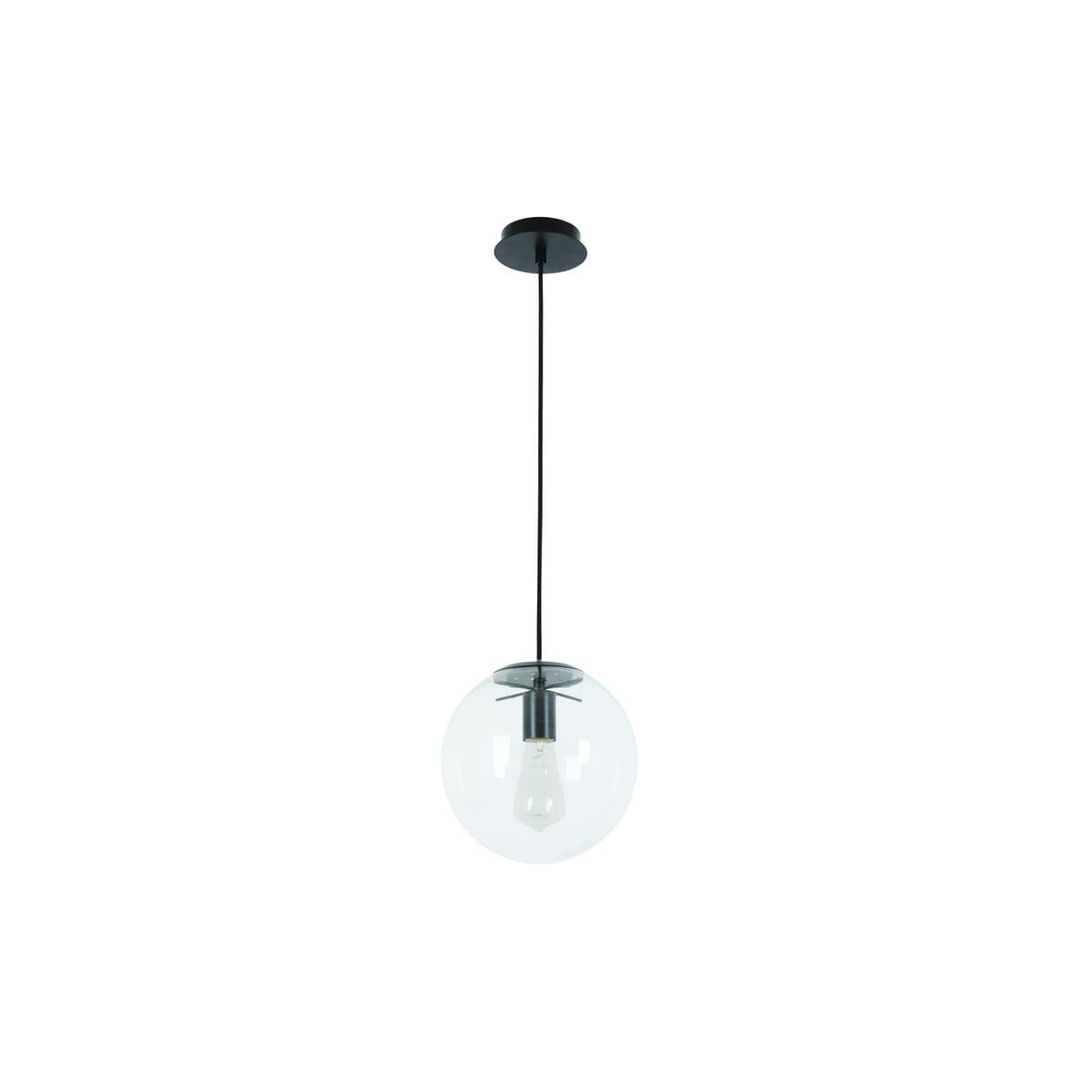 Marcel 1 Light 250mm Pendant in Black with Clear Glass-img-1