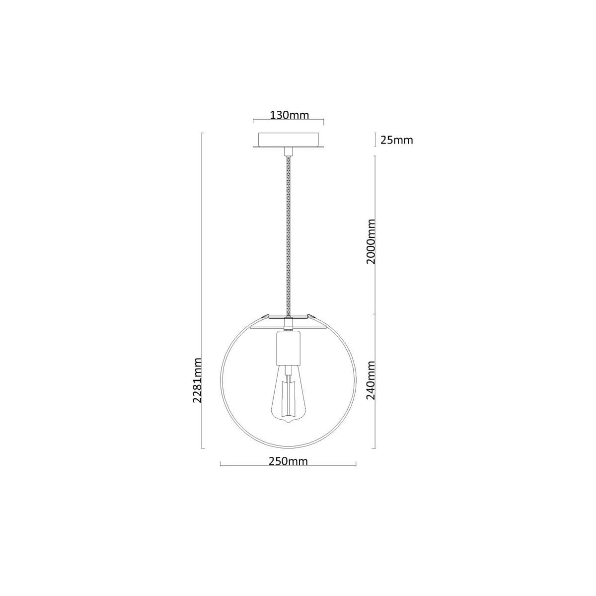Marcel 1 Light 250mm Pendant in Black with Clear Glass-img-2
