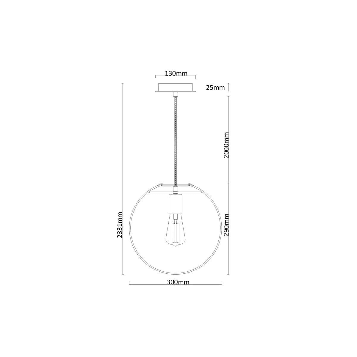 Marcel 1 Light 300mm Pendant in Black with Clear Glass-img-2