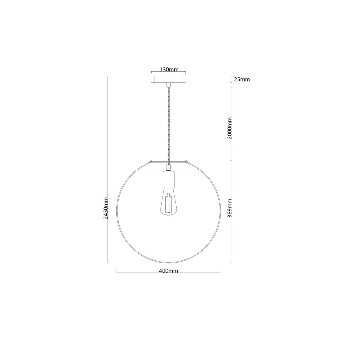 Marcel 1 Light 400mm Pendant in Black with Clear Glass-img-2