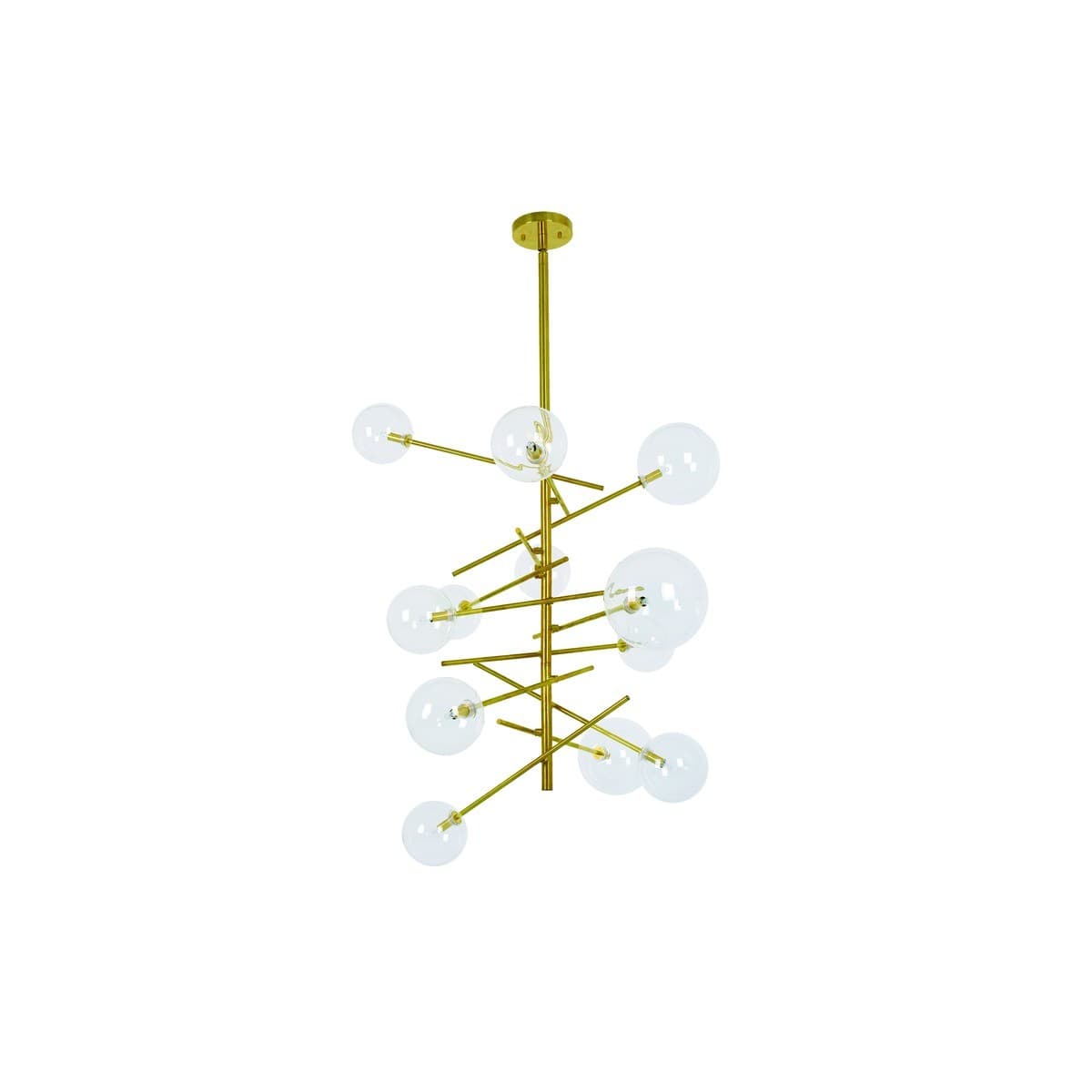Aksel 12 Light Pendant in Solid Brass with Clear Glass