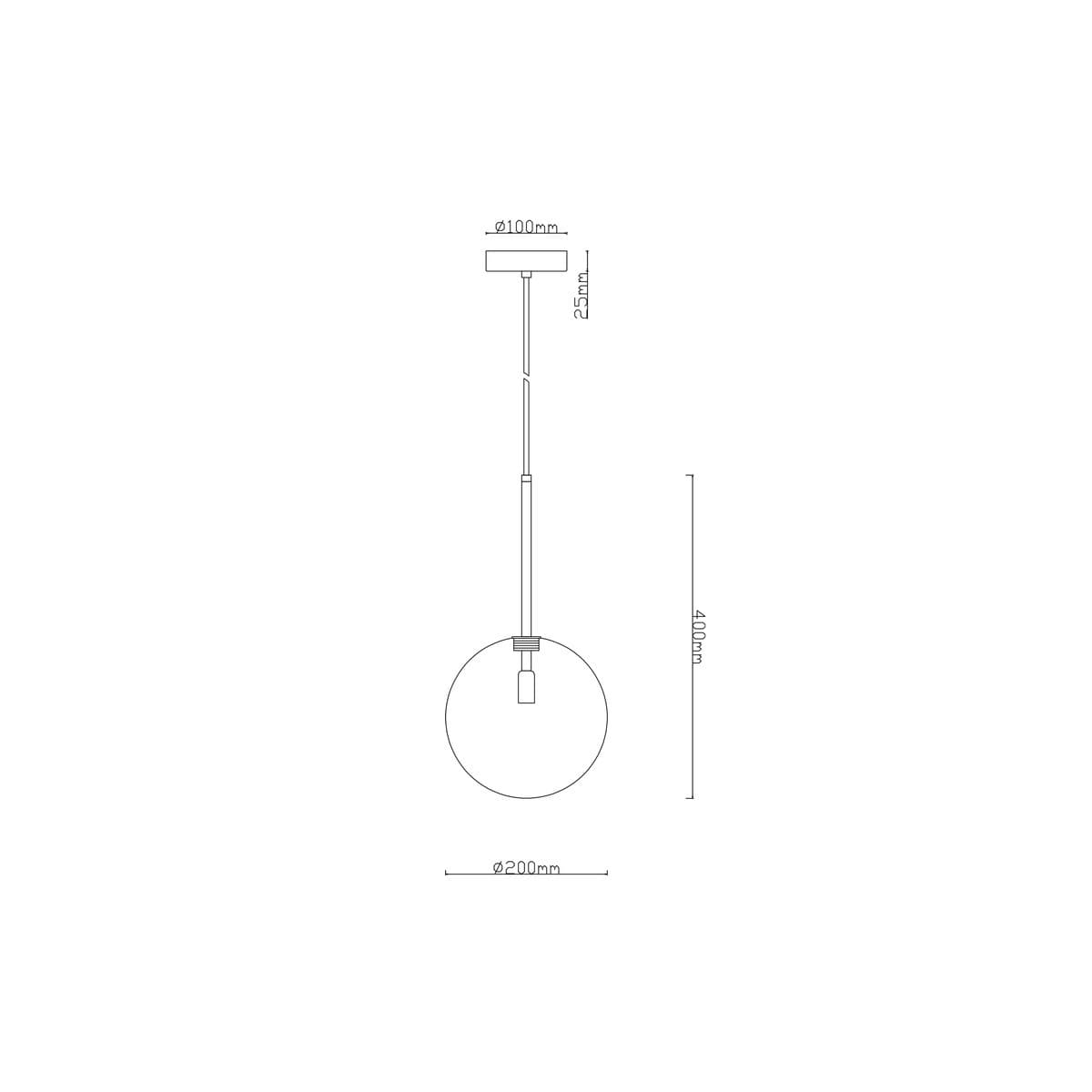 Aksel 1 Light 200mm Pendant in Black with Clear Glass-img-2