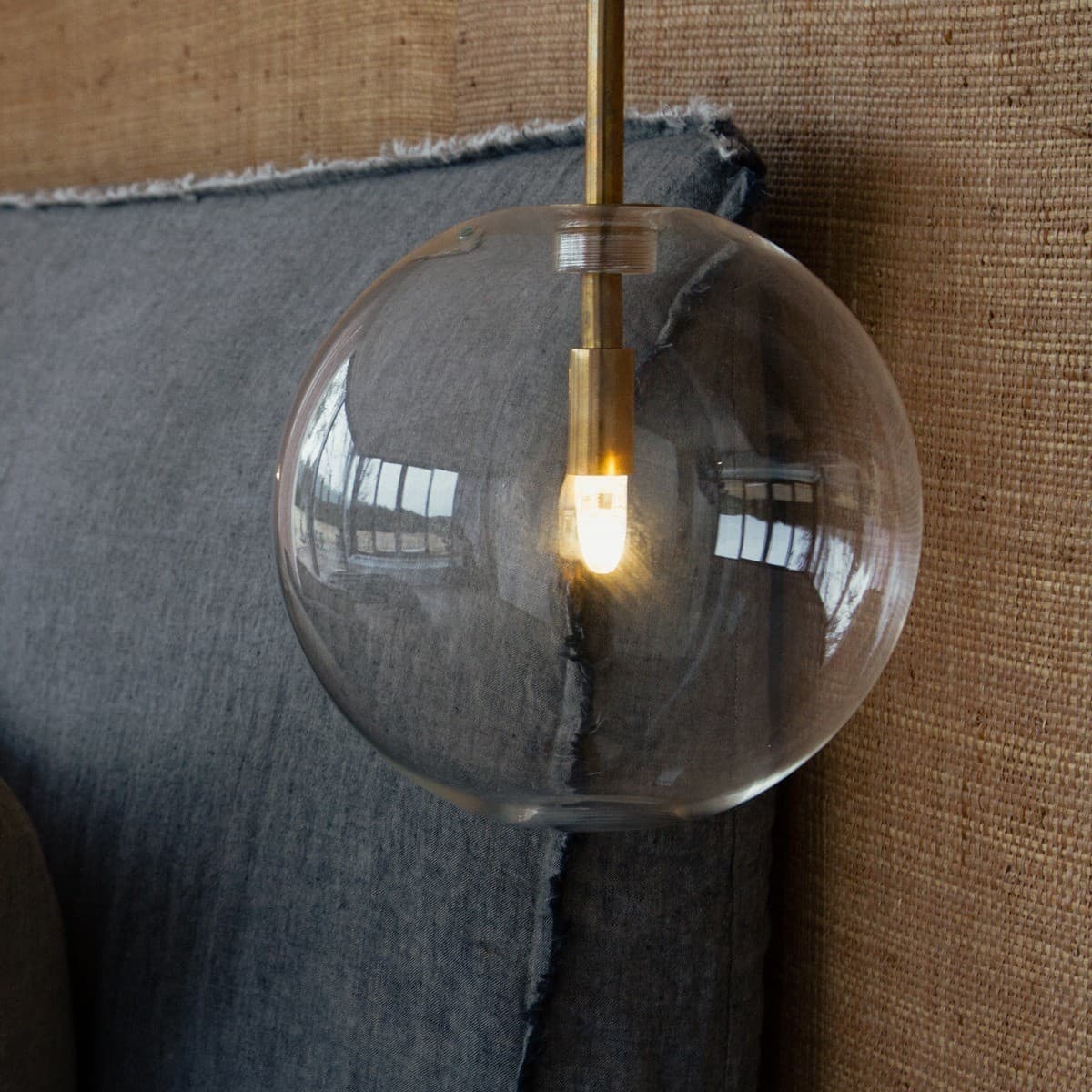 Aksel 1 Light 200mm Pendant in Solid Brass with Clear Glass Shade-img-3