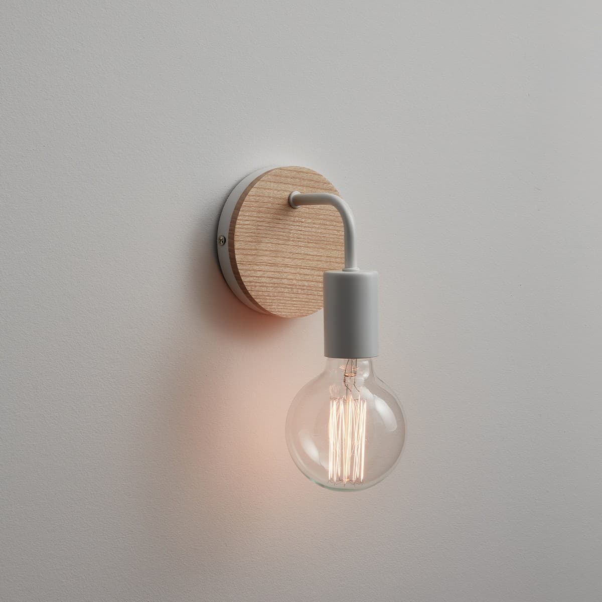 Lanie 1 Light Wall Bracket in White with Teak