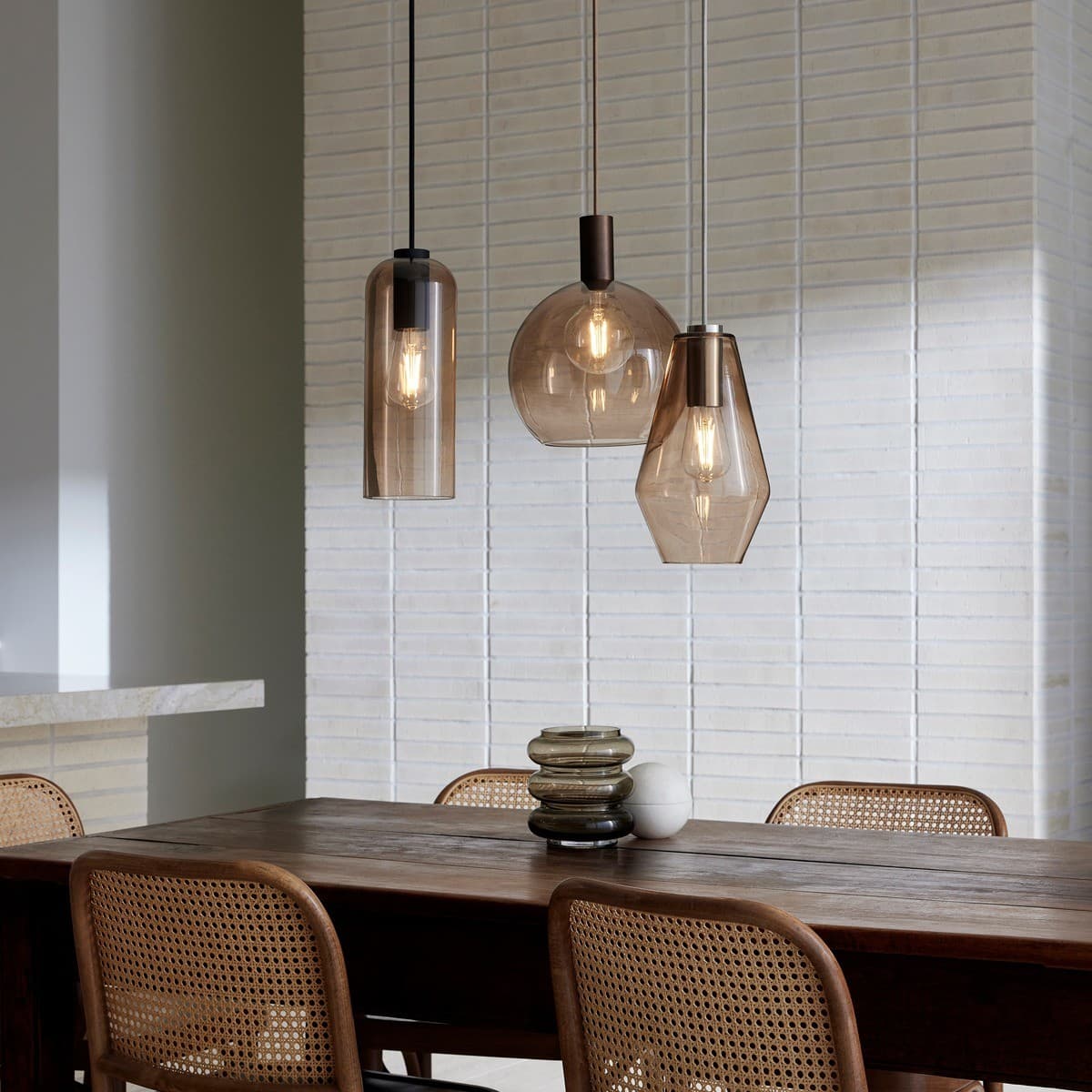 Create II Tall Diamond Shade in Sepia Glass