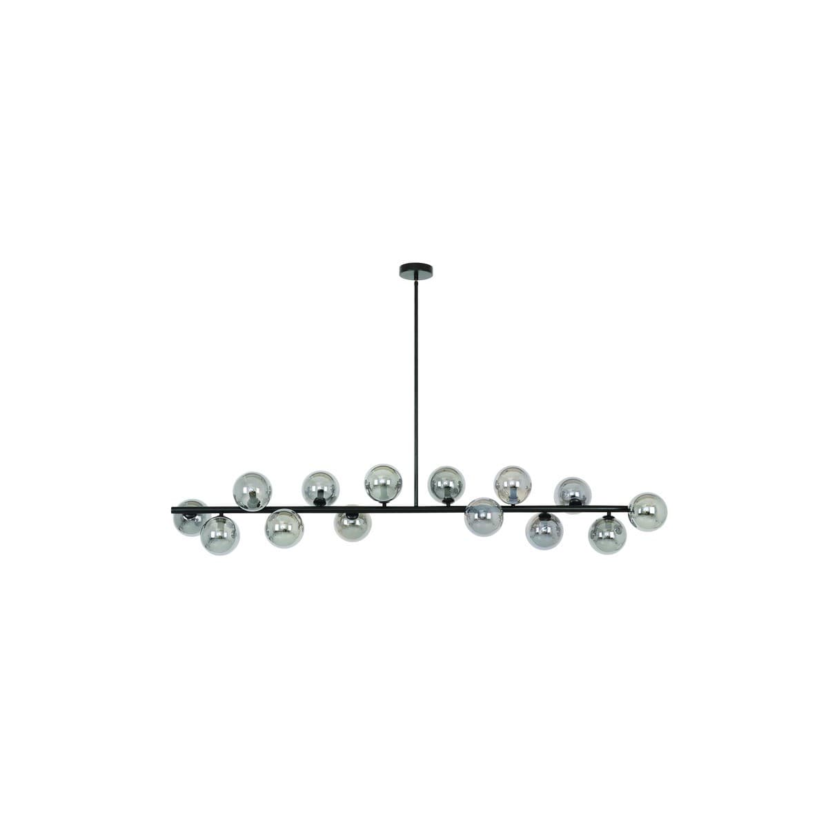 Orion 14 Light Pendant in Black with Smoke Glass