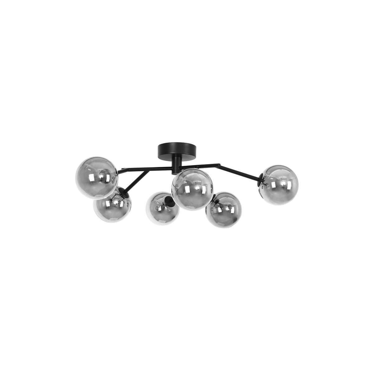 Orion 6 Light Close-To-Ceiling Fitting in Black with Smoke Glass-img-1