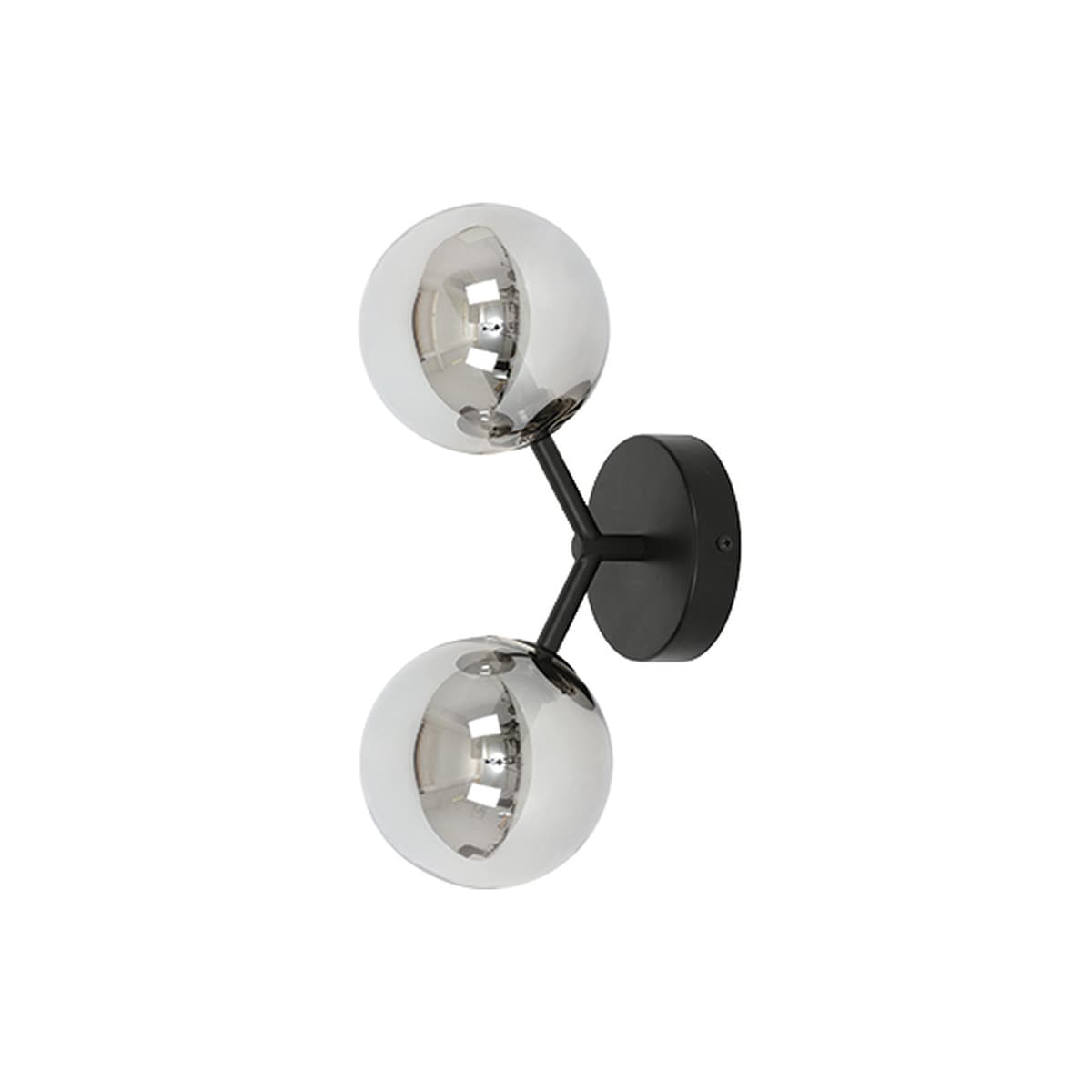 Orion 2 Light Wall Bracket in Black with Smoke Glass