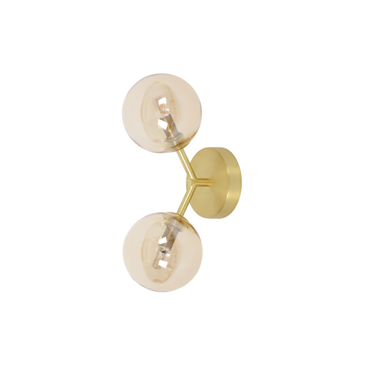 Orion 2 Light Wall Bracket in Brass with Amber Glass-img-1