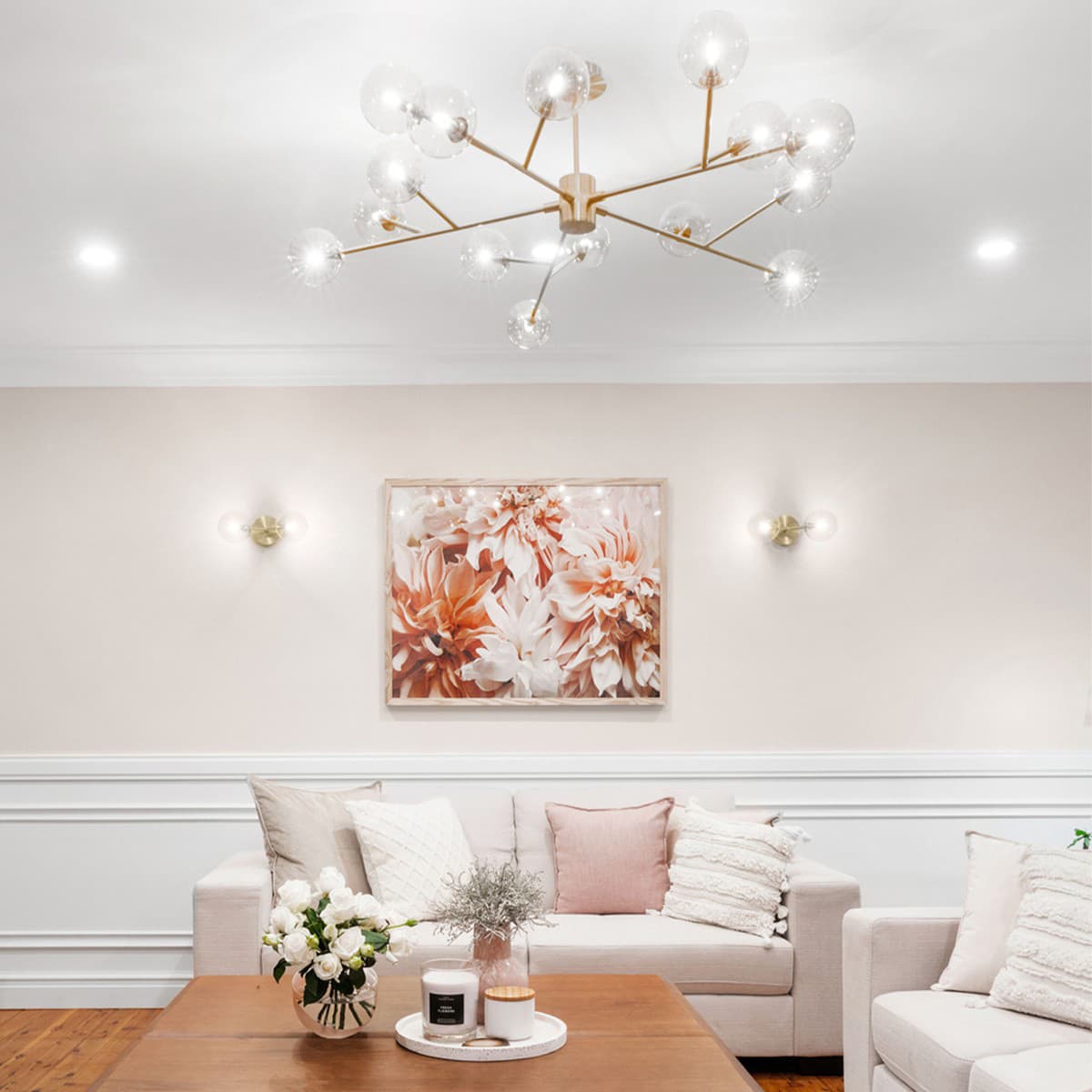Orion 2 Light Wall Bracket in Brass with Amber Glass-img-3