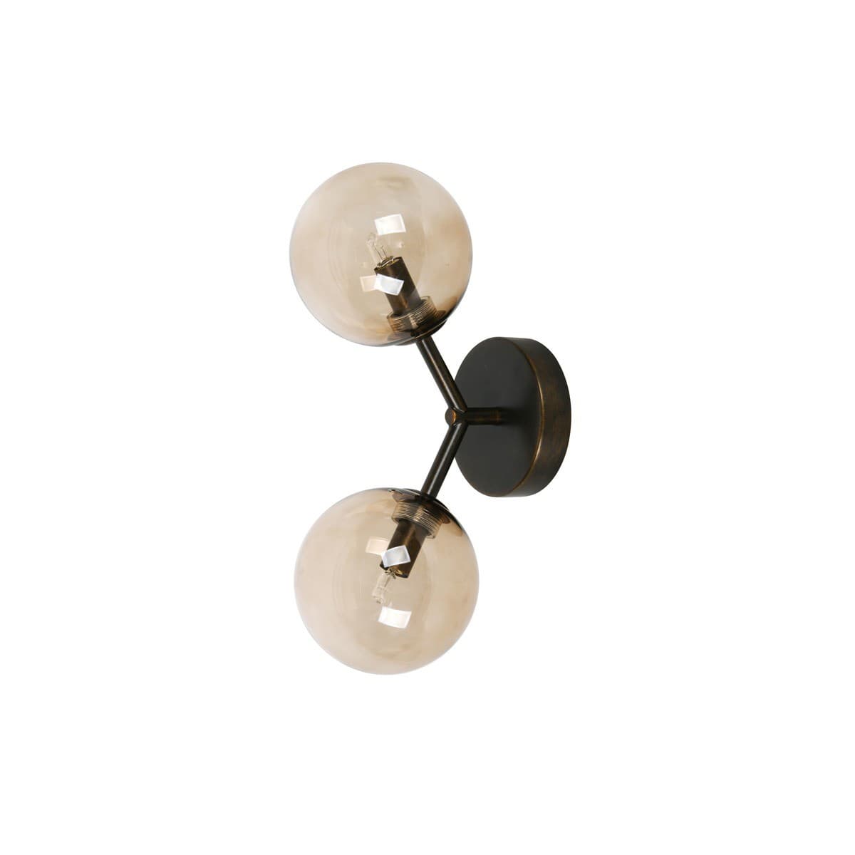 Orion 2 Light Wall Bracket in Bronze with Sepia Glass