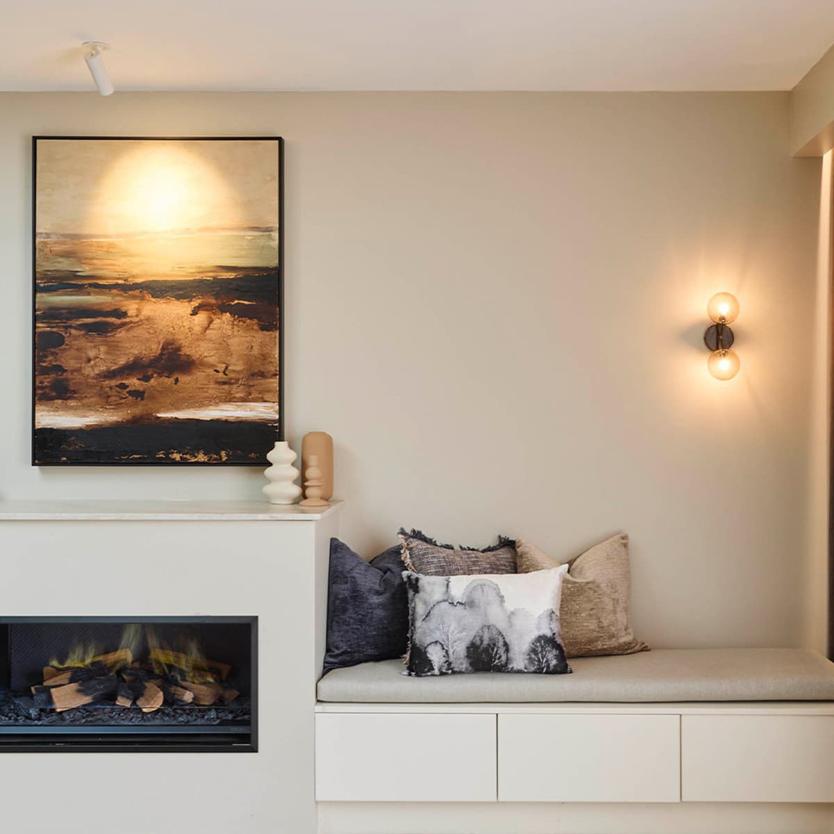 Orion 2 Light Wall Bracket in Bronze with Sepia Glass
