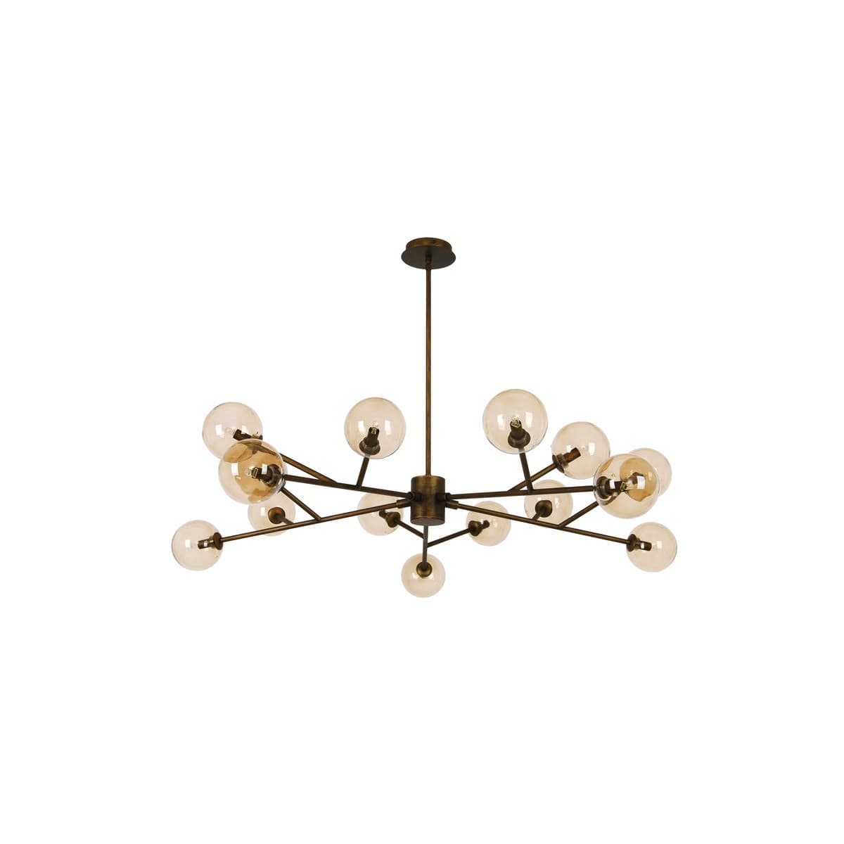 Orion 15 Light Pendant in Bronze with Sepia Glass