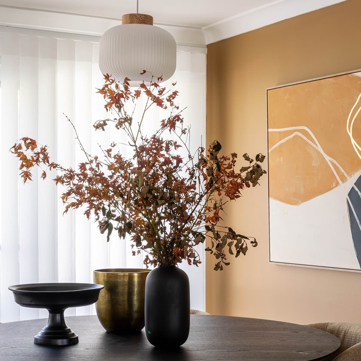 Mele 1 Light Squat Pendant in Frosted Opal Glass with Ash Wood-img-5